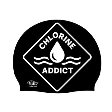 Chlorine Addict water drop swim cap