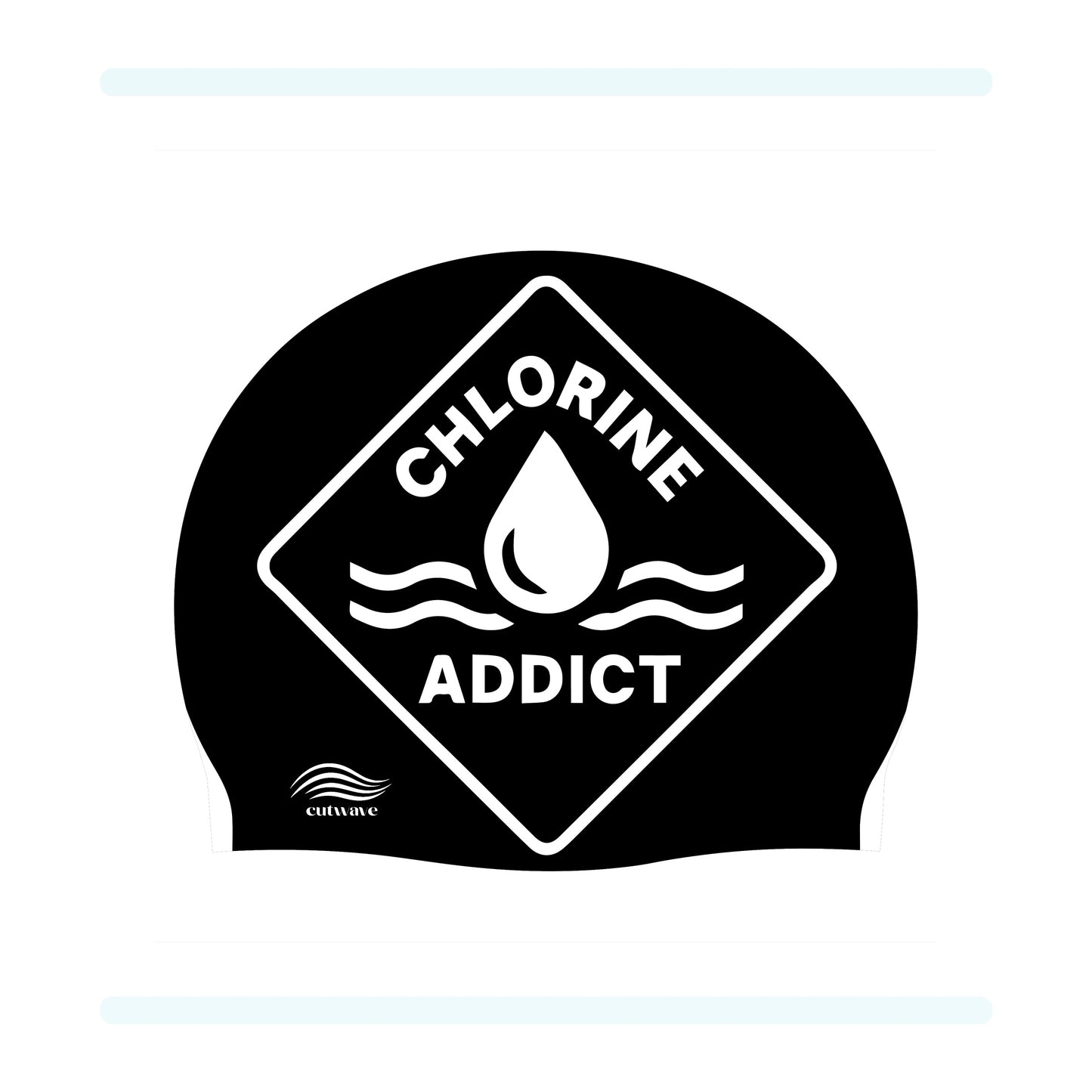 Chlorine Addict Water Drop CutWave silicone swim cap product image