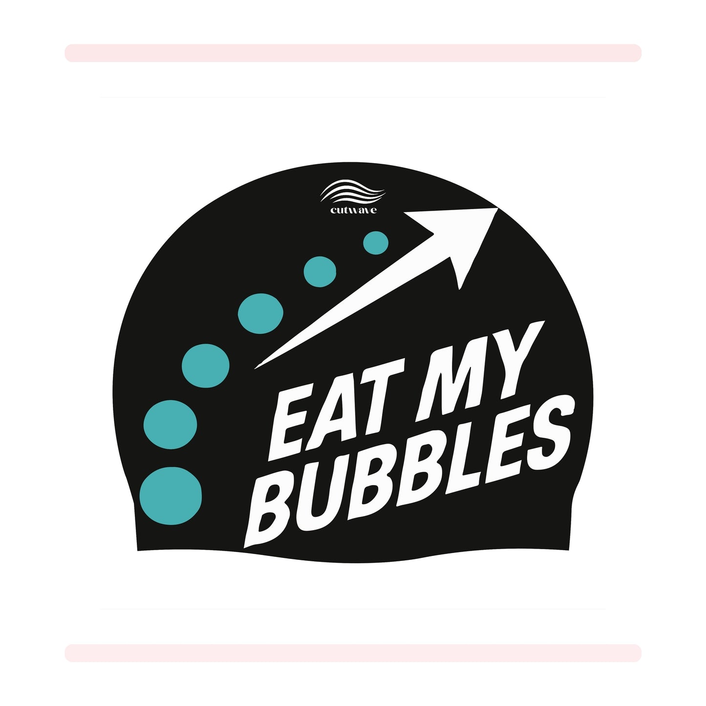 Eat My Bubbles CutWave silicone swim cap product image