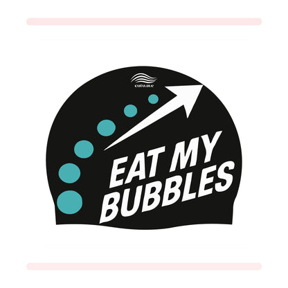 Eat My Bubbles CutWave silicone swim cap product image
